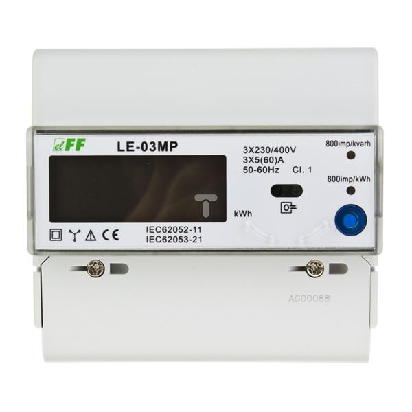 Licznik energii elektrycznej 3-fazowy 60A 230/400V RS-485 MODBUS wyświetlacz LCD LE-03MP