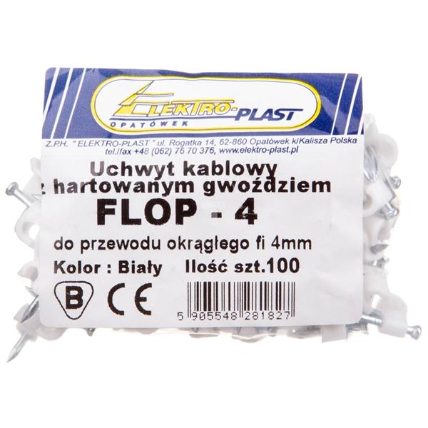 Uchwyt kablowy okrągły fi 4mm FLOP-4 27.04 /100szt./