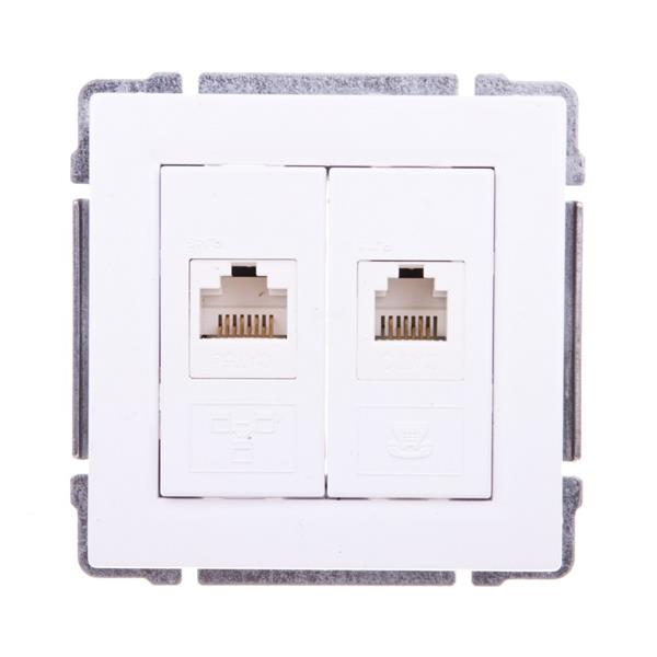 KOS66 Gniazdo teleinformatyczne RJ45 kat.5e nieekranowane + RJ11 białe 660469
