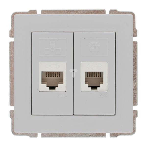 KOS66 Gniazdo teleinformatyczne RJ45 kat.5e nieekranowane+ RJ11 aluminium 664069
