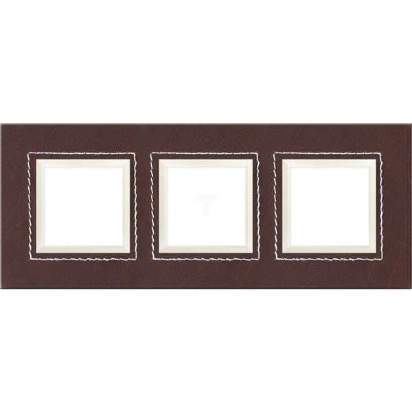 DANTE Ramka potrójna skórzana CHOCO 4522583