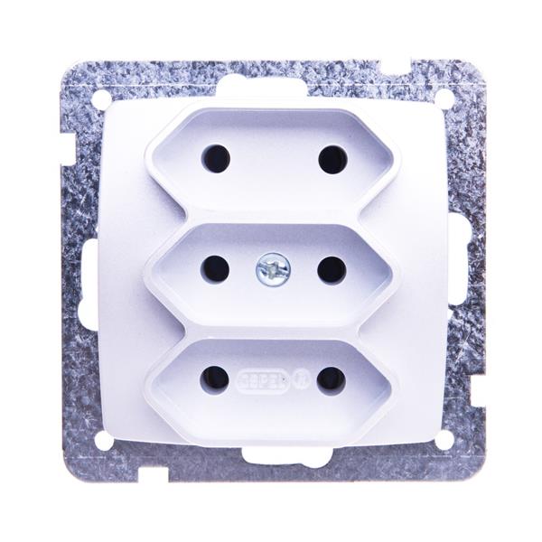 KARO Gniazdo potrójne b/u 25A EURO srebrny perłowy GP-3S/m/43