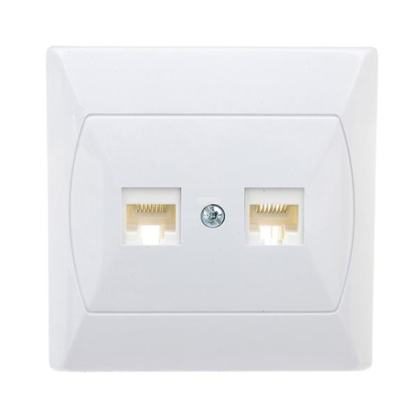 AKCENT Gniazdo komputerowe podwójne RJ45 kat. 5e FOREX białe GPK-2A/F/00