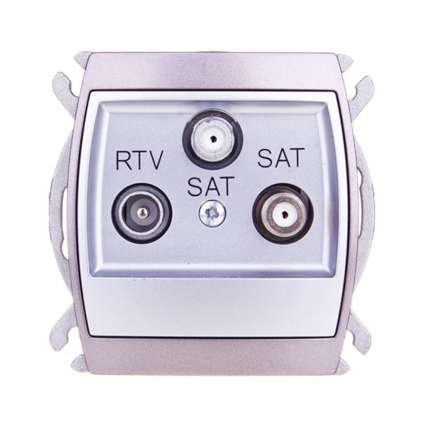 GAZELA Gniazdo antenowe RTV-SAT dwa wyjścia SAT srebro/ tytan GPA-J2S/m/18/23