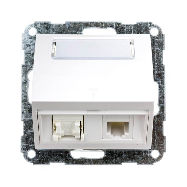 Optima Gniazdo teleinformatyczne podwójne RJ12/RJ45 kat.5e białe 12004902