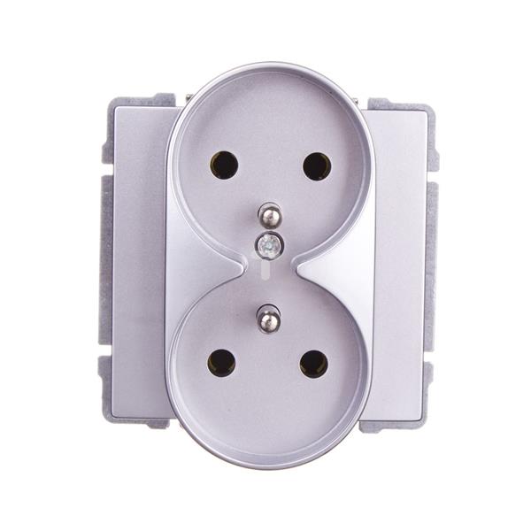 KOS66 Gniazdo podwójne z/u 16A aluminium 664049