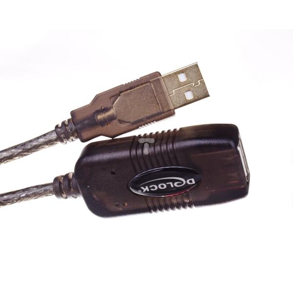 Przedłużacz USB-A (M) - USB-A (F) 2.0 15m aktywny czarny