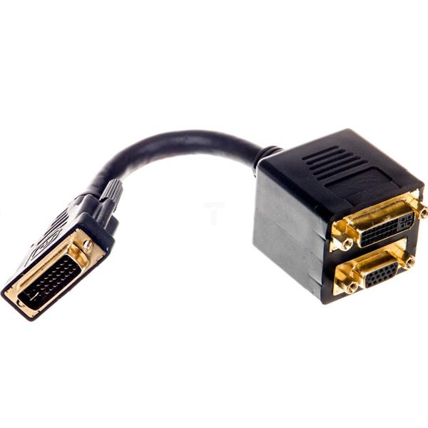 Adapter DVI-I(24+5) (M) DUAL LINK - DVI-I(24+1) (F) + VGA D-Sub15 (F)