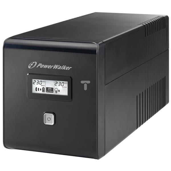 UPS POWER WALKER LINE-INTERACTIVE 1000VA 2x 230V PL + 2xIEC OUT, RJ11/RJ45 IN/OUT, USB, LCD VI 1000 LCD