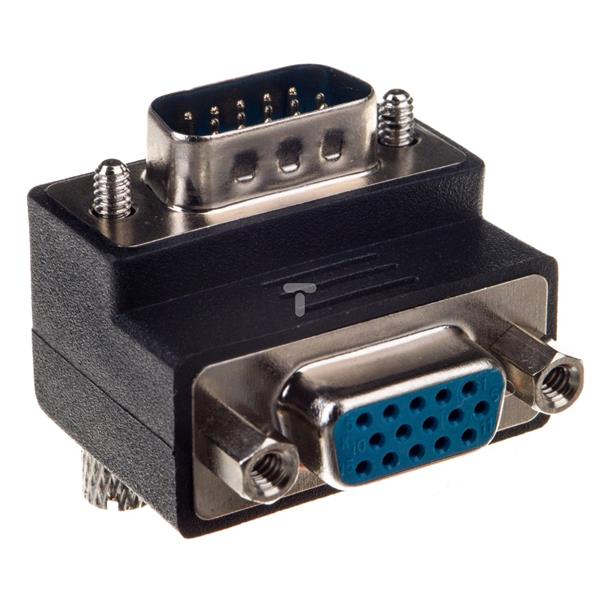 Adapter VGA D-Sub15 (F) - VGA D-Sub15 (M) kątowy 90stopni