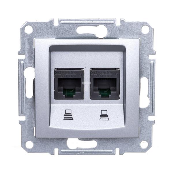 Sedna Gniazdo komputerowe podwójne RJ45 kat.6 FTP aluminium SDN4800160