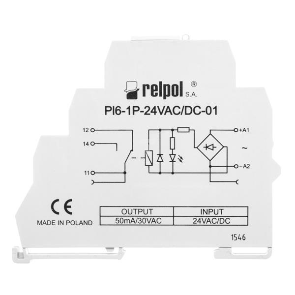 Przekaźnik interfejsowy 1P 12A 24V AC/DC PI6-1P-24VAC/DC-01 858555