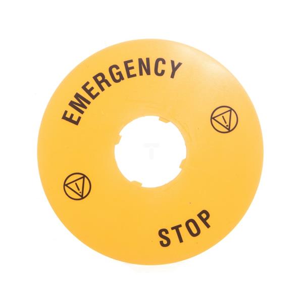 Szyld opisowy fi 90mm EMERGENCY/STOP LPXAU113