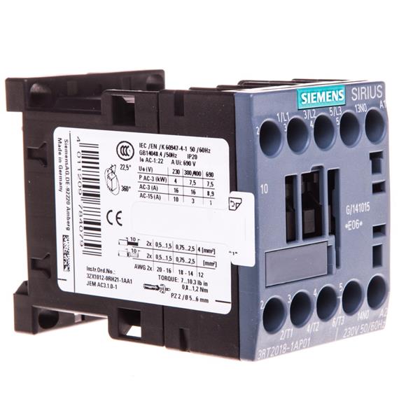 Stycznik mocy 16A 3P 230V AC 1Z 0R S00 3RT2018-1AP01