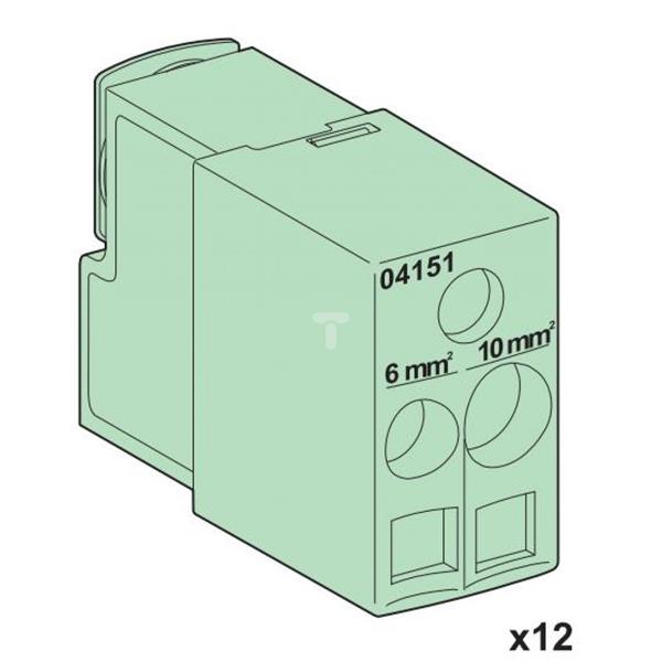Blok przyłączeniowy 12x 6mm2 10mm2 PowerClip 04151