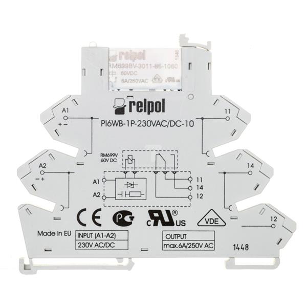 Przekaźnik interfejsowy 1P 6A 230V AC/DC PIR6WB-1P-230VAC/DC-10