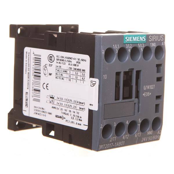 Stycznik mocy 12A 3P 24V AC 1Z 0R S00 3RT2017-1AB01
