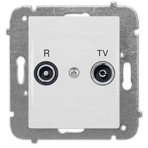 Catrin Gniazdo antenowe podwójne RTV przelotowe 16dB bez ramki białe 2156-10
