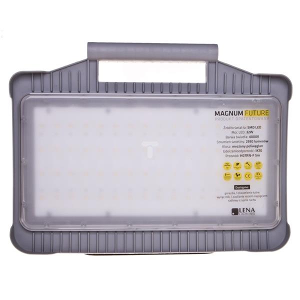 Oprawa warsztatowa LED 32W 230V MAGNUM FUTURE z gniazdami PL-FR /funkcja przedłużacza 2x16A/ 247002