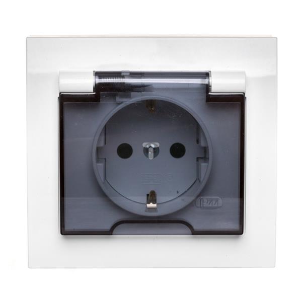 KIER Gniazdo bryzgoszczelne z/u IP-44 z przesłonami białe GPH-1WSP/00/d 