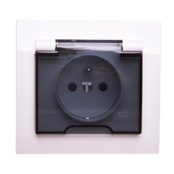 KIER Gniazdo bryzgoszczelne z/u IP-44 z przesłonami białe GPH-1WSP/00/w 