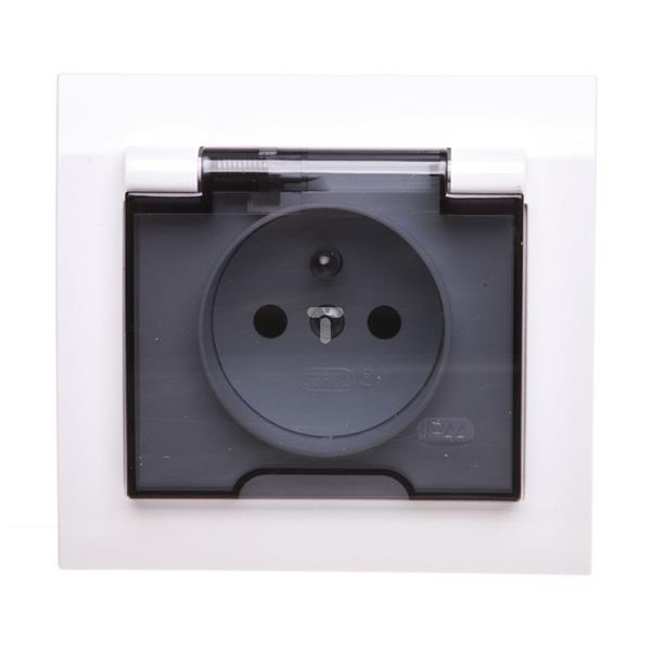 KIER Gniazdo bryzgoszczelne z/u IP-44 z przesłonami białe GPH-1WZP/00/d 