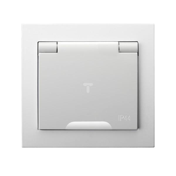 KIER Gniazdo bryzgoszczelne z/u IP-44 z przesłonami białe GPH-1WZP/00/w 