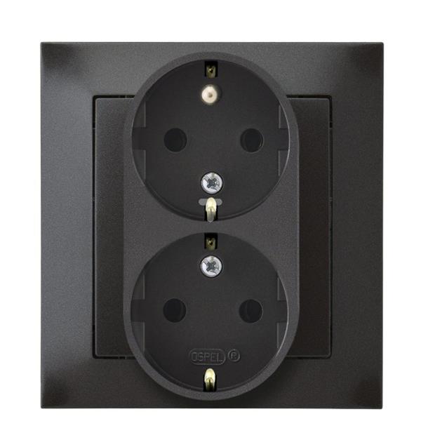 IMPRESJA Gniazdo podwójne z/u SCHUKO antracyt GP-2YS/50
