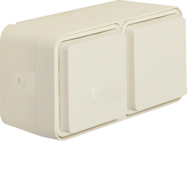 Berker W.1 Gniazdo podwójne poziome SCHUKO kompletne 4 wejścia IP55 biały 47753522