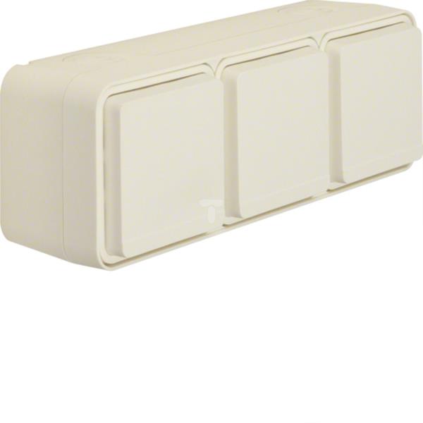 Berker W.1 Gniazdo potrójne poziome SCHUKO kompletne, IP55 biały 47733512