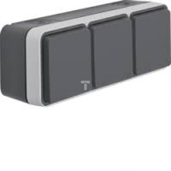 Berker W.1 Gniazdo potrójne poziome z/u kompletne IP55 szary 6768833515