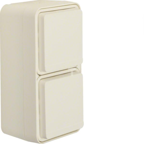 Berker W.1 Gniazdo podwójne pionowe SCHUKO kompletne IP55 biały 47703522