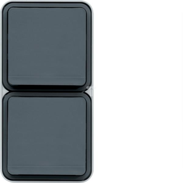 Berker W.1 Gniazdo podwójne pionowe z/u kompletne IP55 szary WNC132