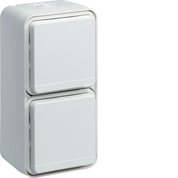 Berker W.1 Gniazdo podwójne pionowe z/u kompletne IP55 biały WNC132B