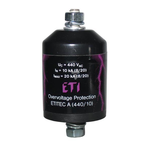 Ogranicznik przepięć A 280/350V 10kA /z zaciskiem w formie AsXSn 16 mm2 z odłącznikiem/ ETITEC A 280/10/D-O 002442574