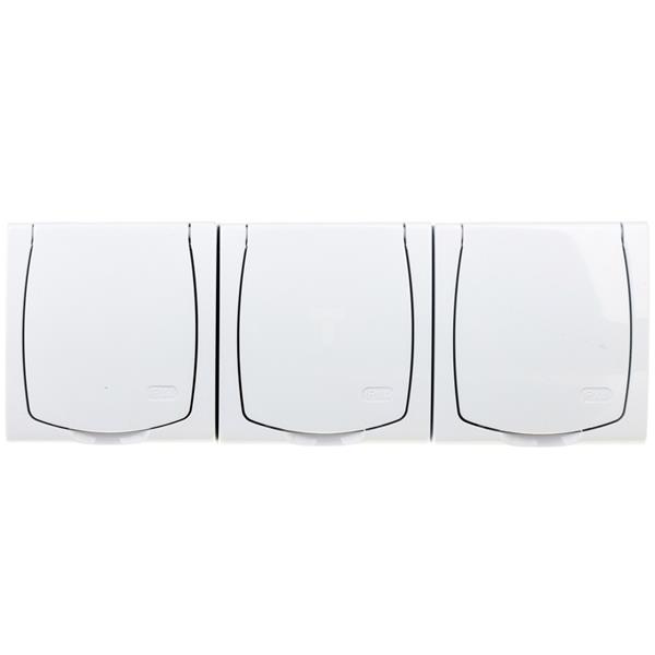 MADERA Gniazdo hermetyczne potrójne z/u SCHUKO 16A IP44 z klapką białe GNH-3NS/00/w