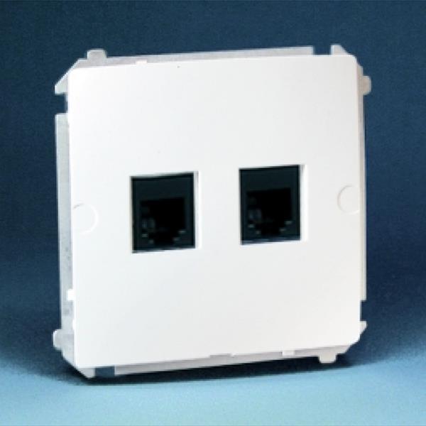 Simon Basic Gniazdo komputerowe podwójne 2xRJ45 kat.6 z przesłoną białe BM62.01/11 WMUK-0620xx-1011