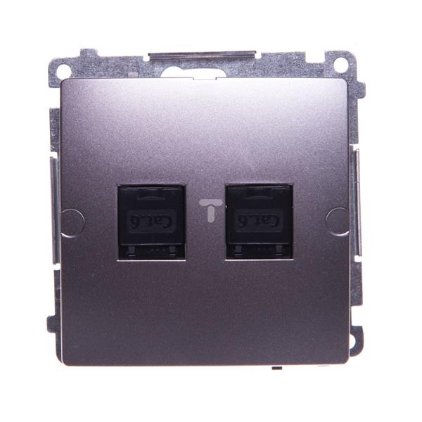 Simon Basic Gniazdo komputerowe podwójne 2xRJ45 kat.6 z przesłoną stal inox BM62.01/21 WMUK-0620xx-J011