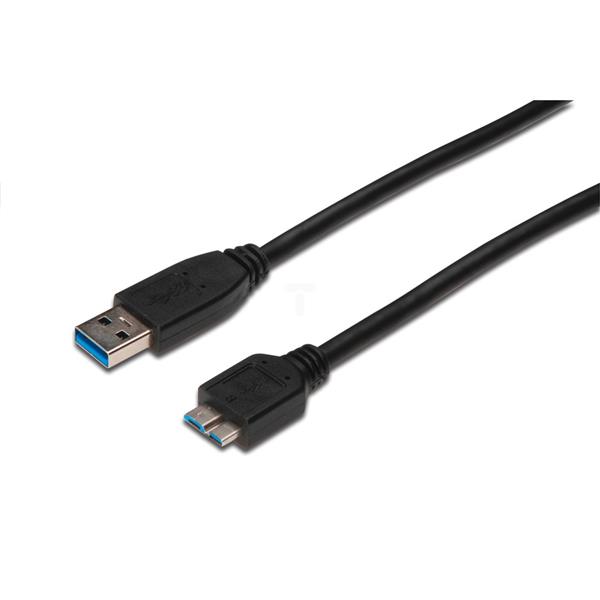 Kabel połączeniowy USB 3.0 Typ USB A/microUSB B, M/M czarny 1m AK-300116-010-S