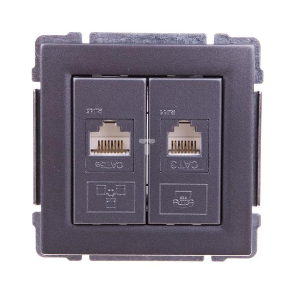 KOS66 Gniazdo teleinformatyczne RJ45 kat.5e nieekranowane + RJ11 grafitowe 666069