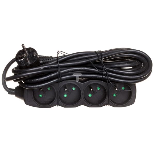 Przedłużacz 5m 4-gniazda z/u 10A czarny 1902240500 PC0415