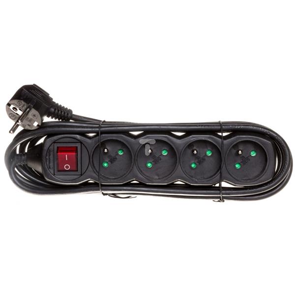 Przedłużacz z wyłącznikiem 3m 4-gniazda 10A czarny 1902340300 PC1413
