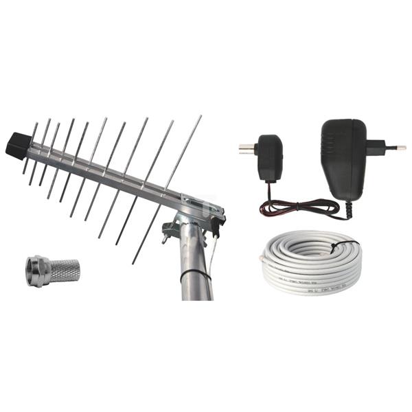 Antena zewnętrzna UHF 470-862 MHz z wzmacniaczem kabel 10m 1xzłącze F BEN-20 G/Z Z ZASILACZEM 2704020100 J0667