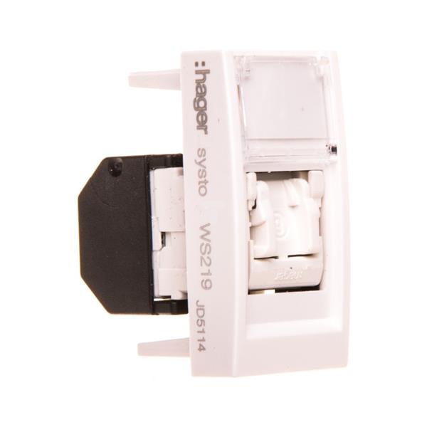 Systo Gniazdo komputerowe pojedyncze RJ45 kat. 6 UTP z etykietą 1 moduł białe WS219