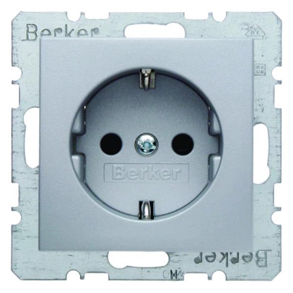 Berker B.1/B.3/B.7 Glas Gniazdo pojedyncze SCHUKO 16A 250V aluminium 47231404