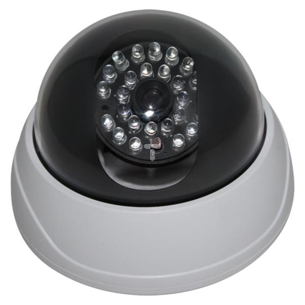 Atrapa kamery kopułowej  monitorującej CCTV z diodami podczerwieni biała OR-AK-1202