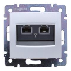 VALENA Gniazdo telefoniczne podwójne RJ45 aluminium 770139