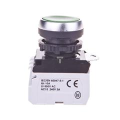 Przycisk sterowniczy 22mm zielony 1Z 1R z samopowrotem z podświetleniem    023759