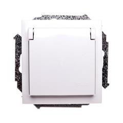 Simon 15 Gniazdo hermetyczne pojedyncze z/u 16A IP44 z klapką pełną bez uszczelki białe 1591950B-030 WS15-1591950B-030