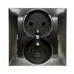 IMPRESJA Gniazdo podwójne z/u 16A 250V z ramką antracyt GP-2YZ/50